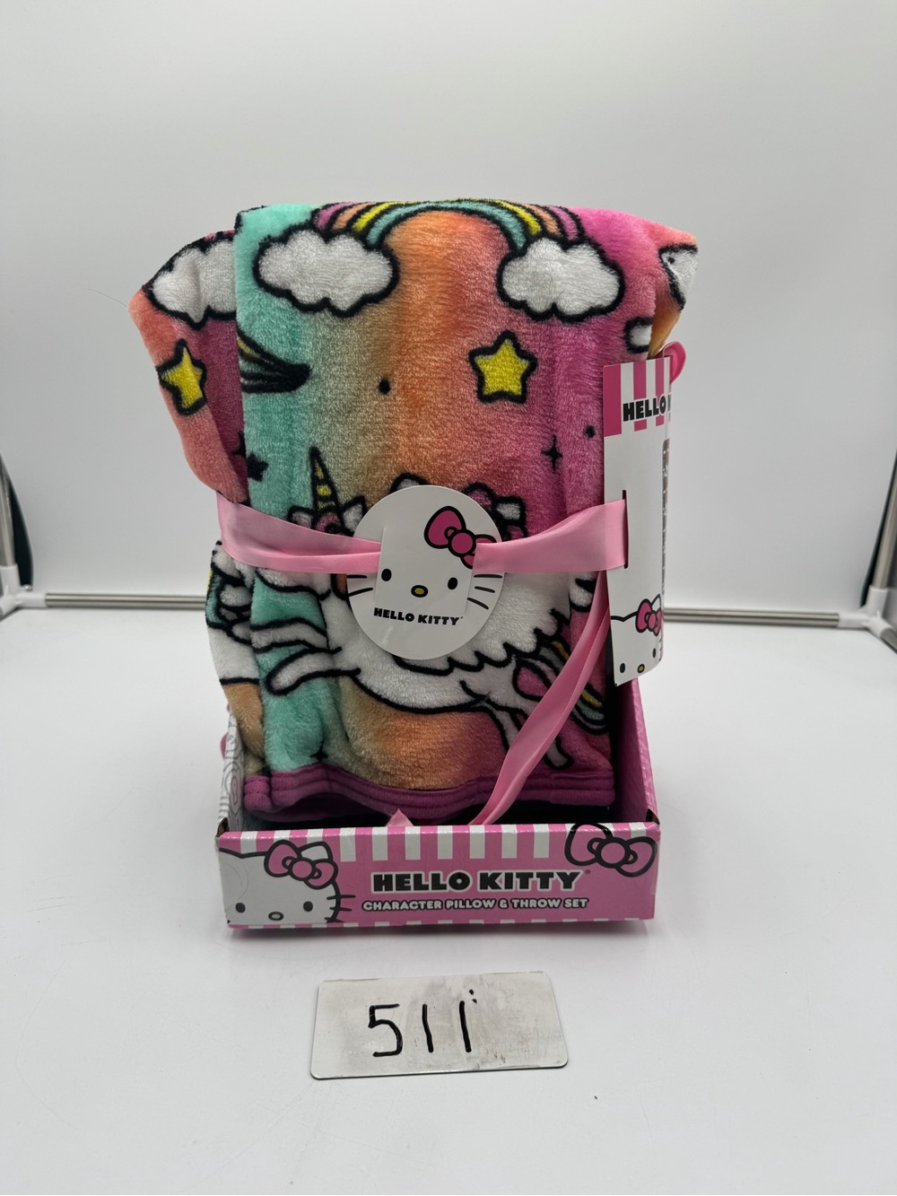 Hello Kitty Rainbow Unicorn Pillow Throw Blanket Set 40x50 13in NWT Sanrio